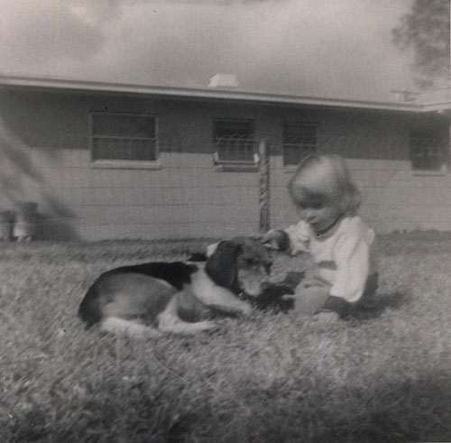 Bobbie Pyron and dog, Puck